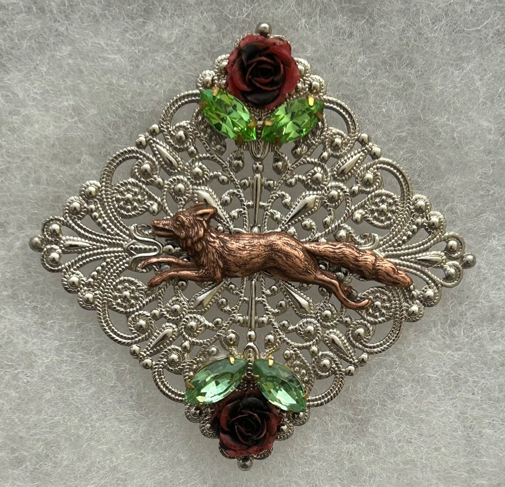Fox and Roses Brooch|831