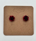 Red and Black Rose Stud Earrings-Hypoallergenic and Nickel Free|3242