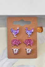 Farm Animals Stud Earrings Three Pack|3650