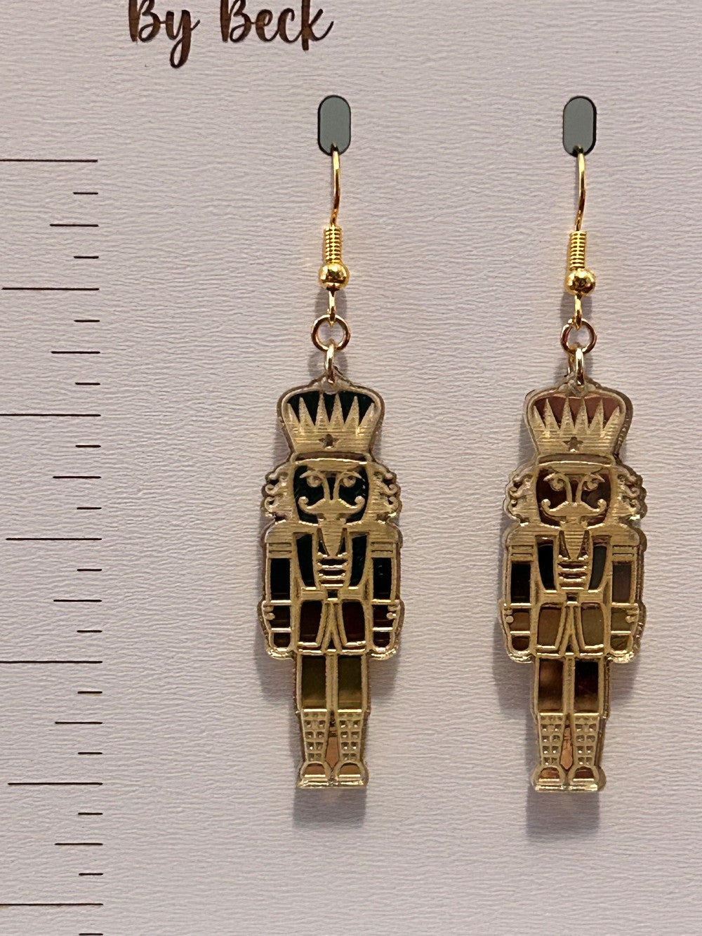 Gold Tone Mirrored Nutcracker Earrings-Hypoallergenic and Nickel Free|3806