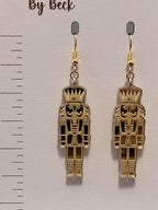 Gold Tone Mirrored Nutcracker Earrings-Hypoallergenic and Nickel Free|3806