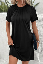 Black Lace Raglan Shift Dress|2209