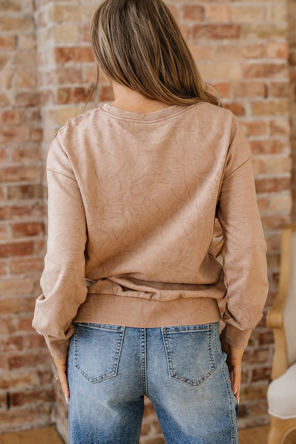 Letter Embroidery Mineral Wash Sweatshirt|1836