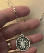 Sea Turtle Coin Pendant Necklace with 18” Tarnish Resistant Stainless Steel Paper Clip Chain|3310