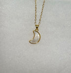 Mother of Pearl Moon Pendant Necklace-18” Tarnish Resistant Stainless Steel Chain|3374