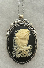 Fanciful Curls Cameo Pendant/Brooch ~ Silver Tone|843