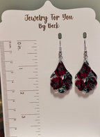 Rich Burgundy Floral Scalloped Earrings-Hypoallergenic and Nickel Free|3814