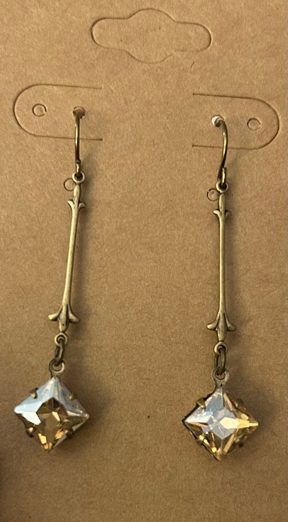 Champagne Rhinestone Bar Earrings ~ Vintage Inspired ~ Hypoallergenic & Nickel Free|935