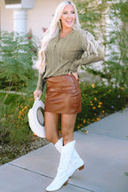 Asymmetrical Buttoned Knit Top|1866