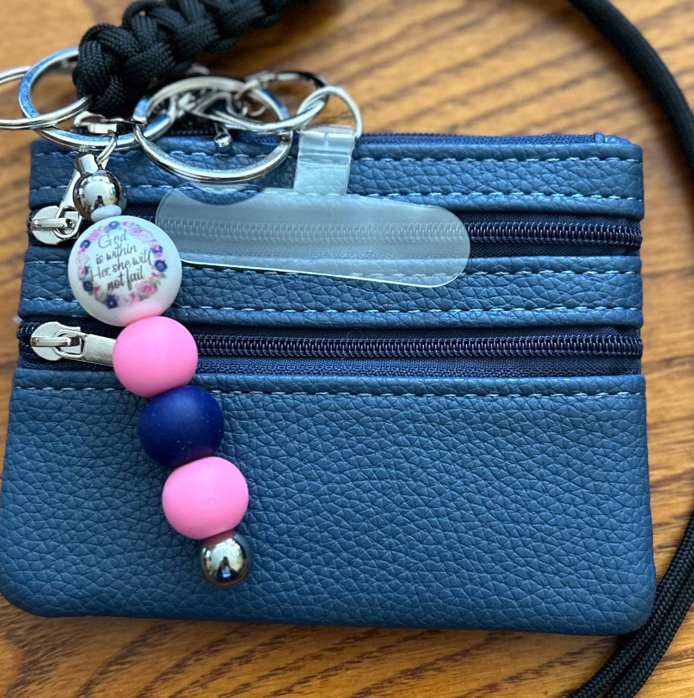 Jack of All Trades Lanyard ~ Black Lanyard ~ Black Mini Wallet~ “God Is Within Her She Will Not Fail” Keychain ~ Phone Case Tab|1307