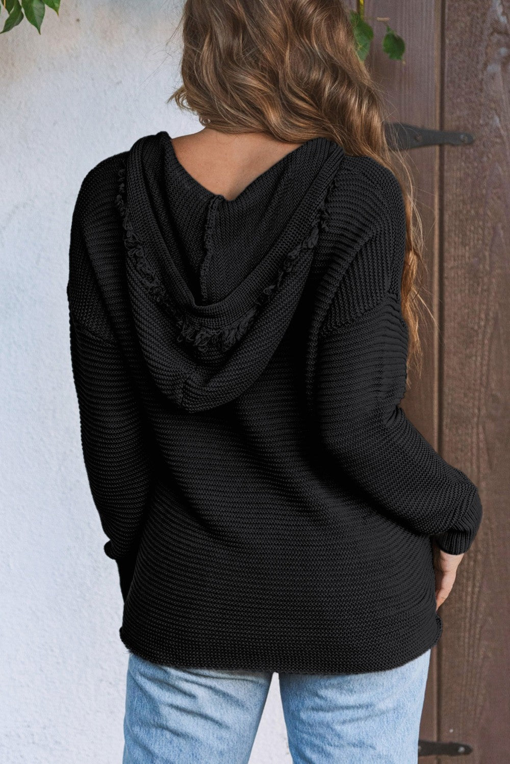 Drop Shoulder Knit Hoodie|2030