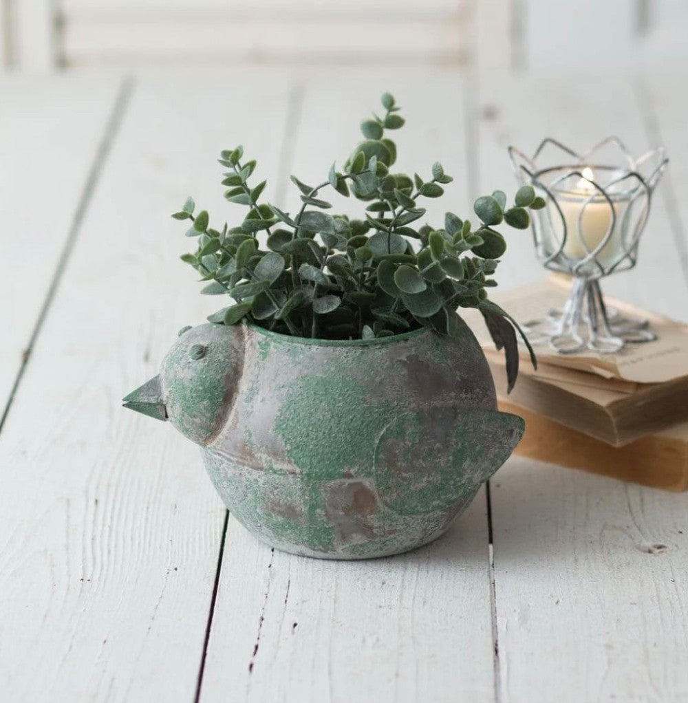 Green Rustic Bird Container|2701