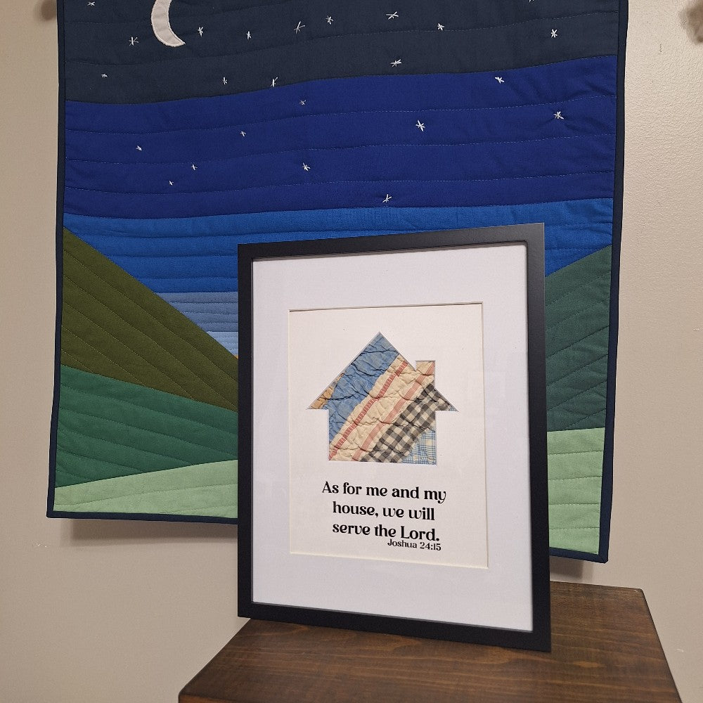 Matted Vintage Quilt "As for me and my..."|3205