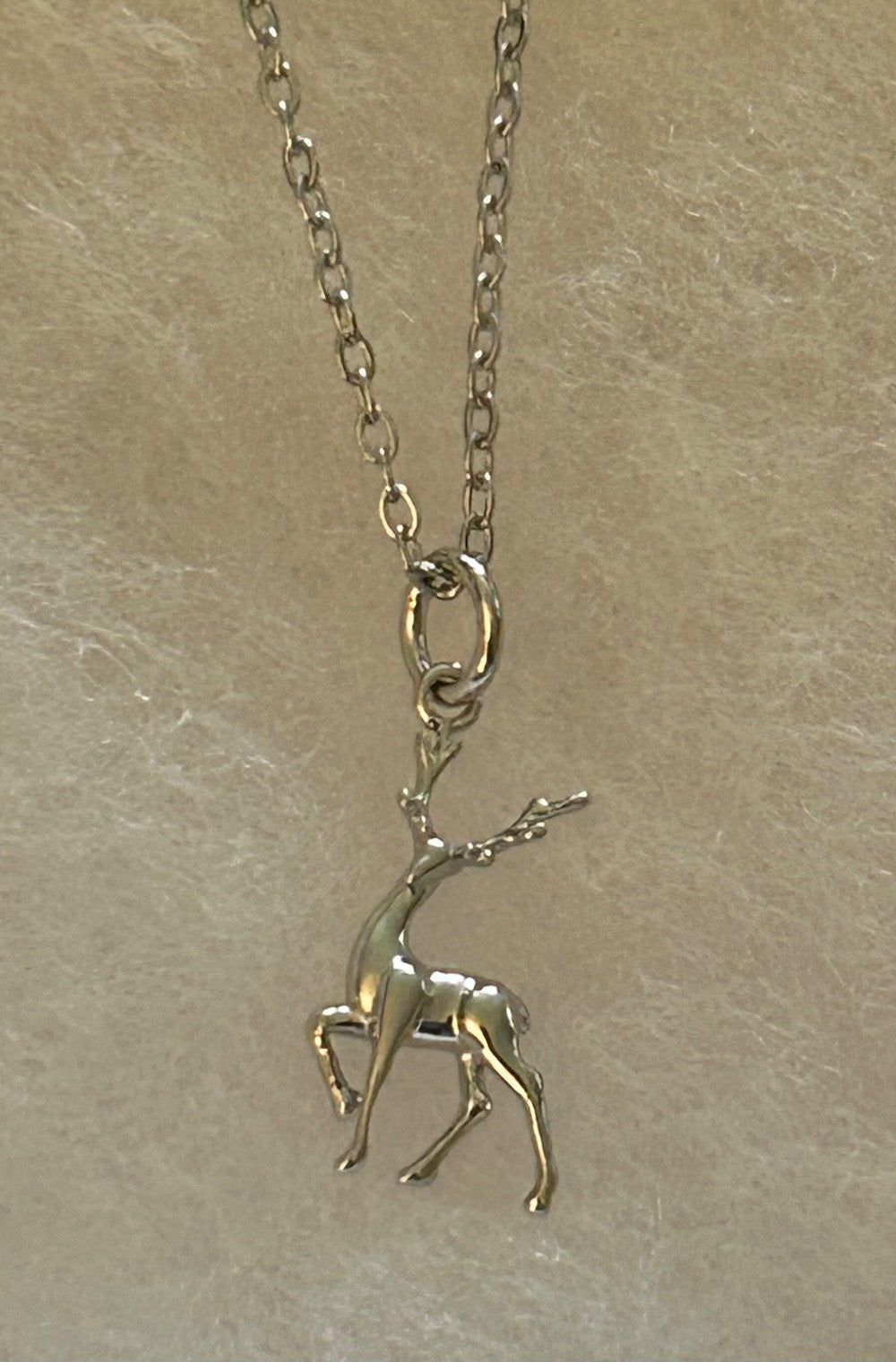 Delicate Reindeer Necklace ~ 18” Silver Tone Stainless Steel Tarnish Resistant Chain|1547