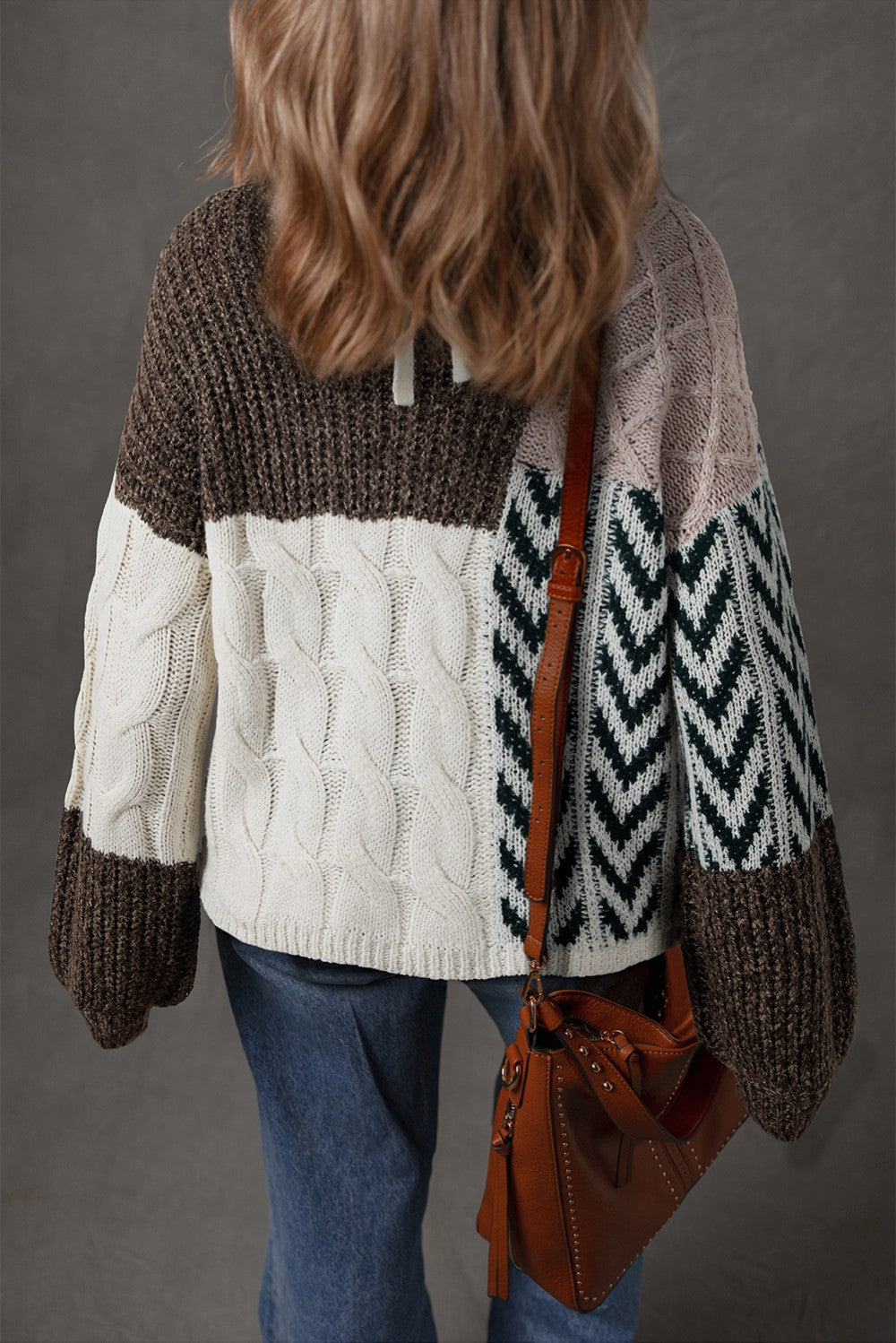 Knotted Back Patchwork Sweater|1763