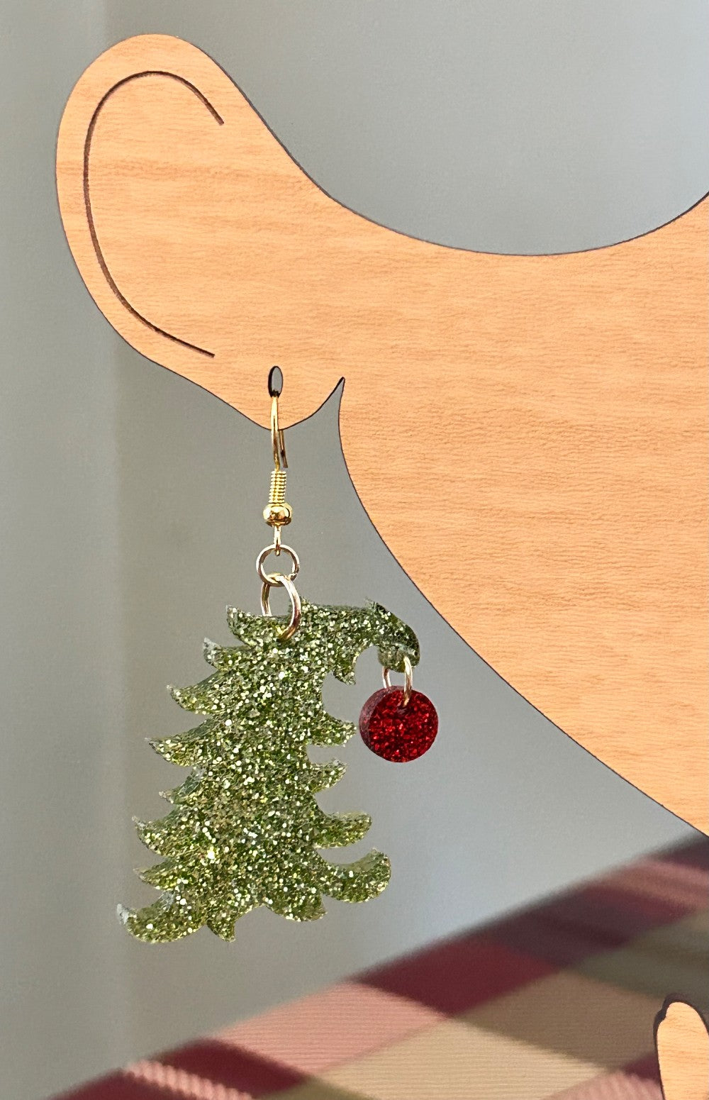 Whimsical Nostalgic Bent Over Christmas Tree Earrings-Hypoallergenic and Nickel Free|3751