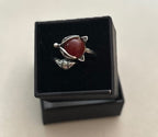 Sterling Silver Fox Ring Set With A Carnelian Natural Stone ~ Adjustable|894