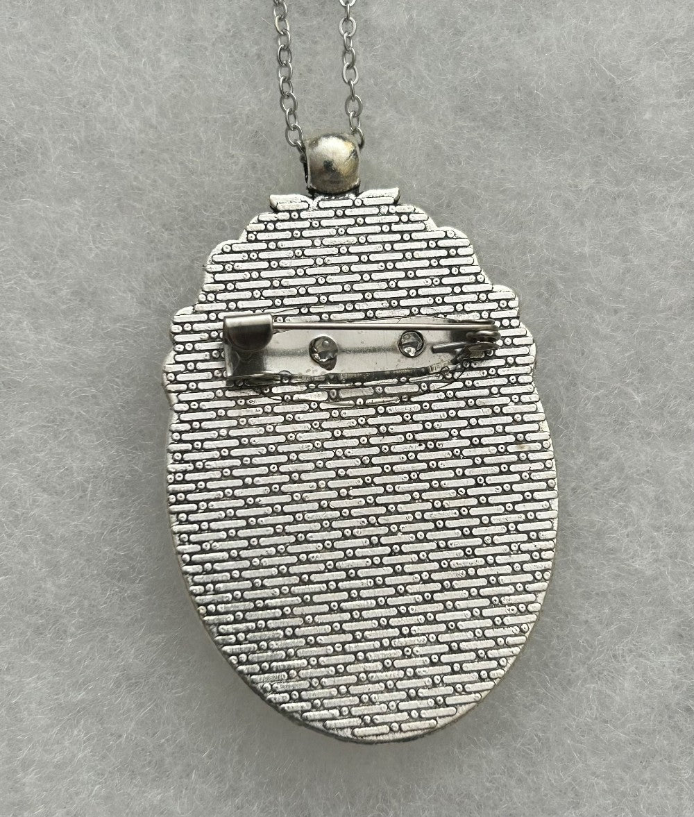 Fanciful Curls Cameo Pendant/Brooch ~ Silver Tone|844