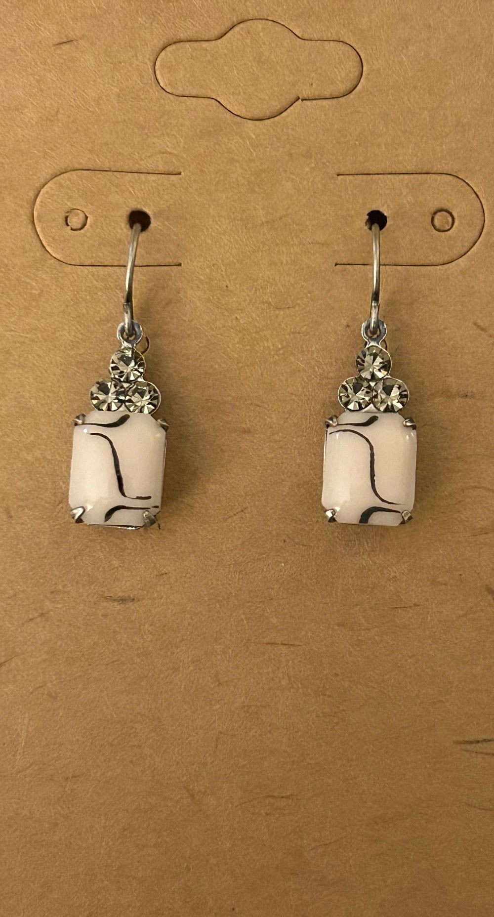 Vintage Stone Earrings ~ Retro Vintage Pale Pink  and Black Stones with Black Diamond Rhinestones ~ Hypoallergenic and Nickel Free|1355