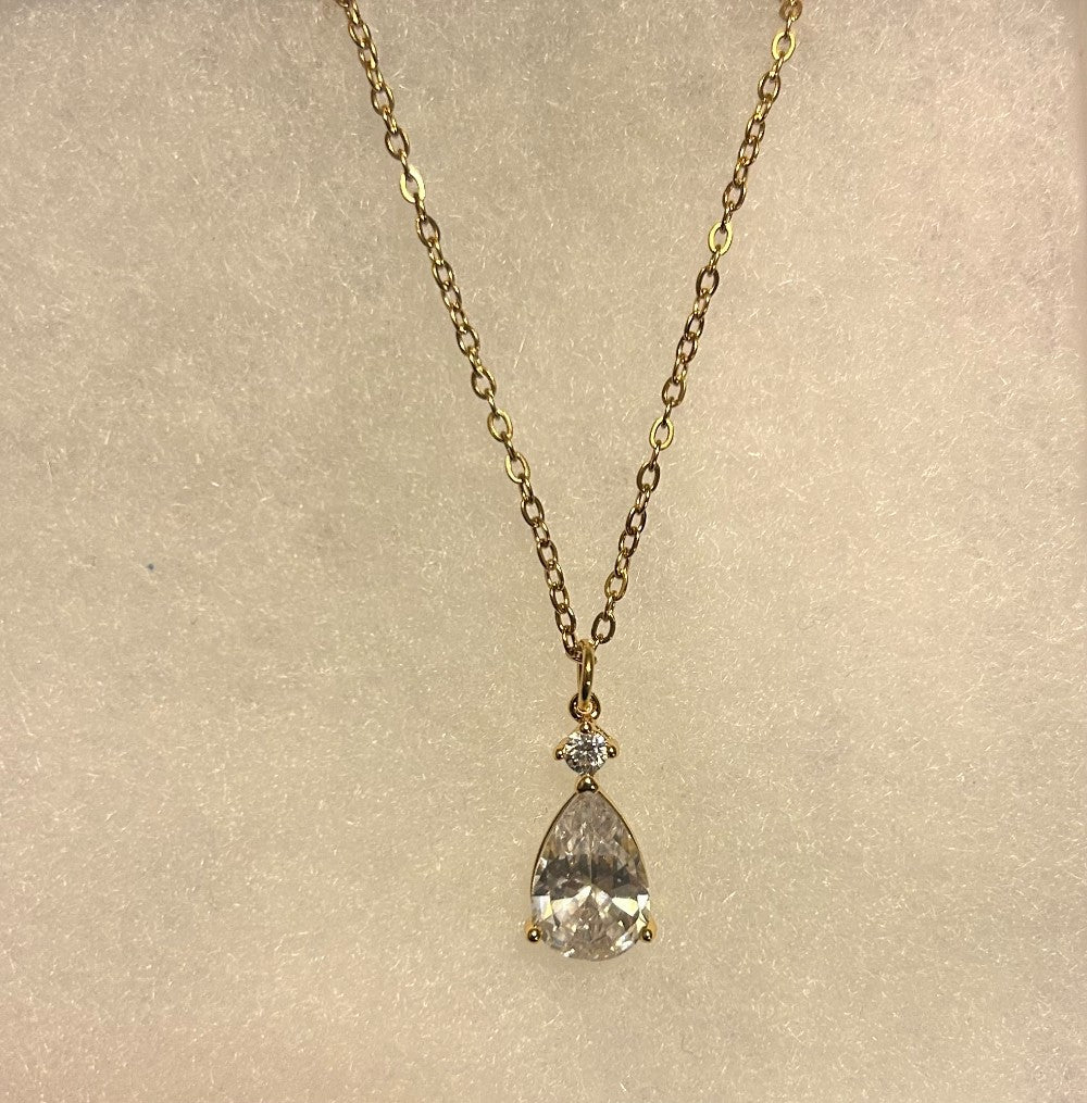 Elegant Teardrop Pendant Necklace-18” Tarnish Resistant Stainless Steel ChainSteel|3879
