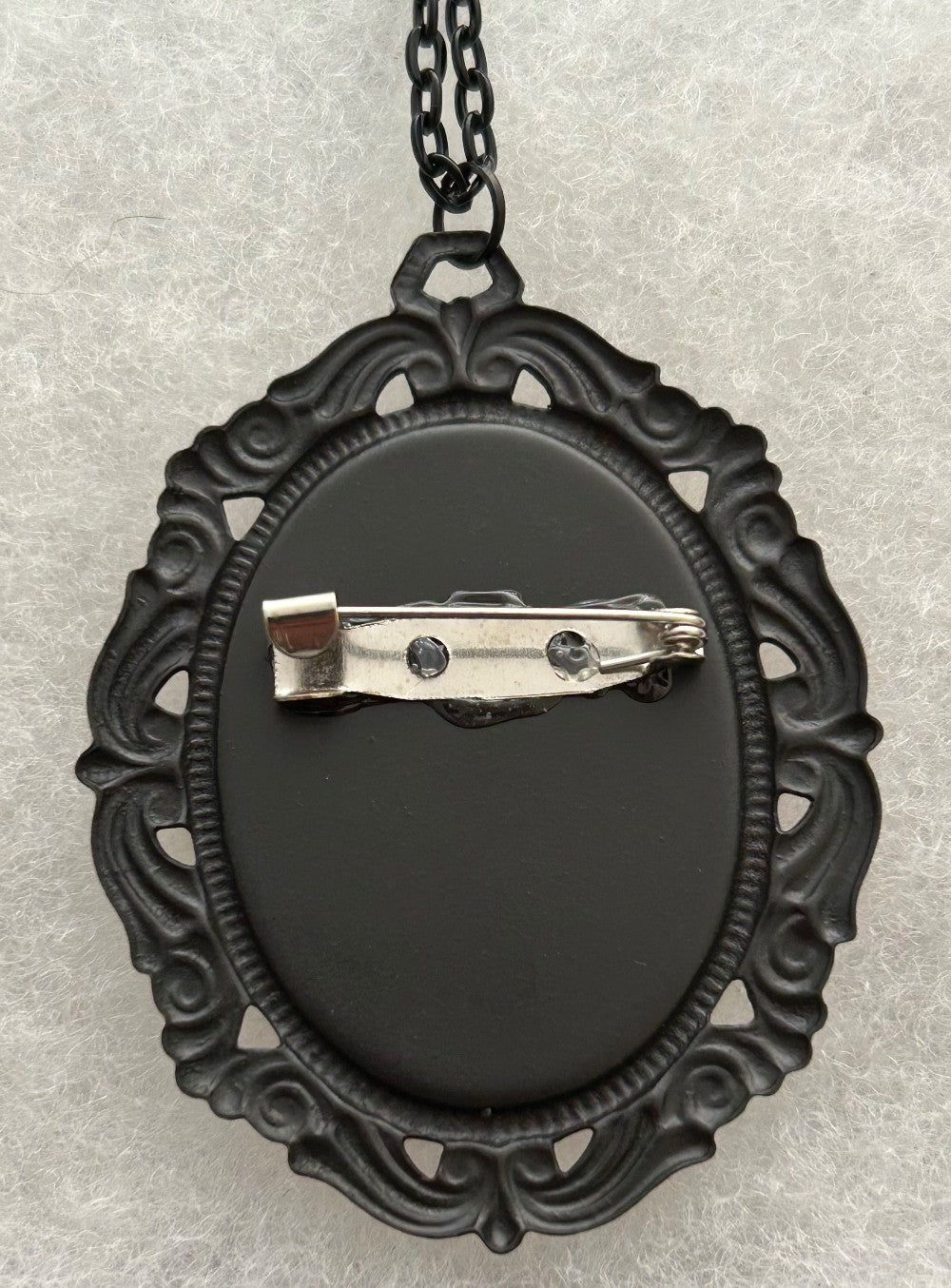 Black Cat Pendant/Brooch ~ Orange Background|856