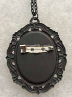 Black Cat Pendant/Brooch ~ Orange Background|856