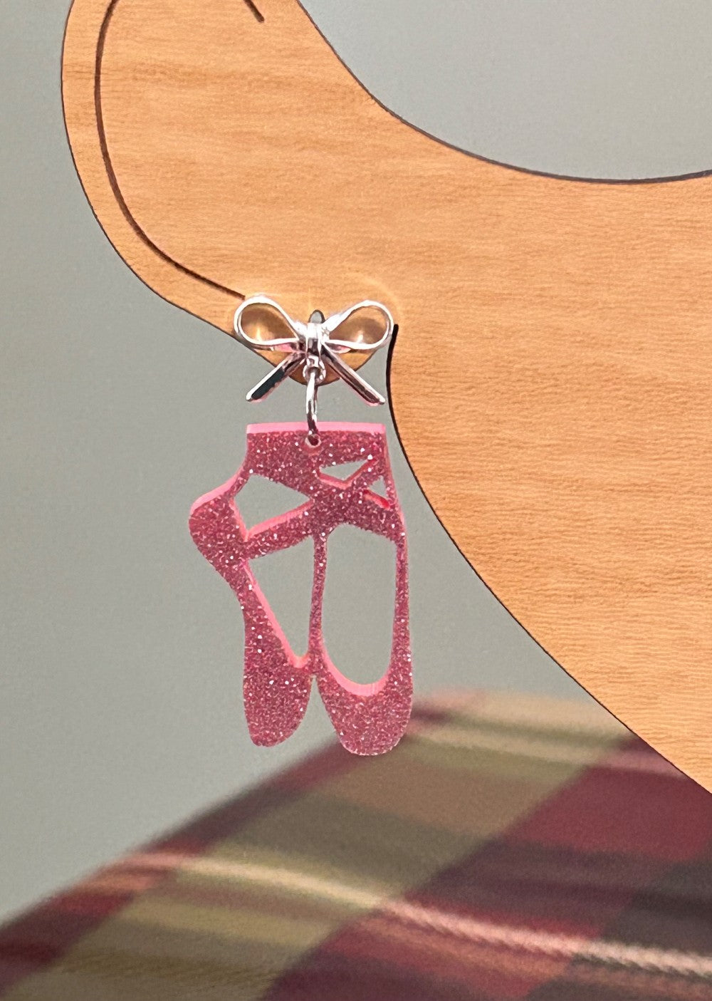 Pink Glitter Ballet Slippers Earrings-Hypoallergenic and Nickel Free|3786