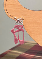 Pink Glitter Ballet Slippers Earrings-Hypoallergenic and Nickel Free|3786