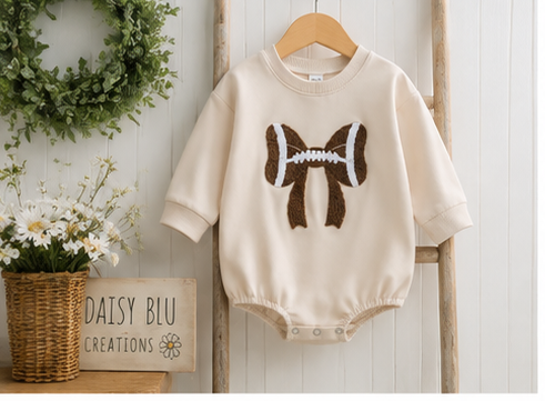 Football Bow Romper (0-3m)|3591