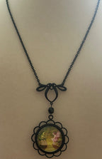 A Sweet Conversation Pendant/Brooch with Embellished 18” Black Chain|871