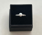 Dainty Frills and CZ  Adjustable Sterling Silver Ring Setting with a Half Drilled Mother Of Pearl Bead|890