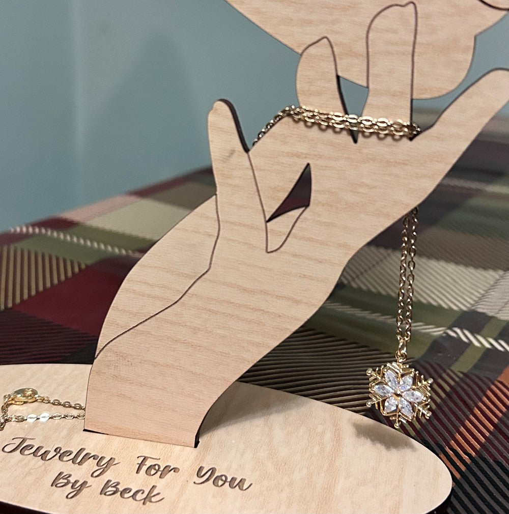 Delicate Snowflake Necklace-18”Tarnish Resistant Stainless Steel Chain-Gold Tone|3840