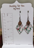 Holly Berries Diamond Shape Dangle Earrings-Hypoallergenic and Nickel Free|3941