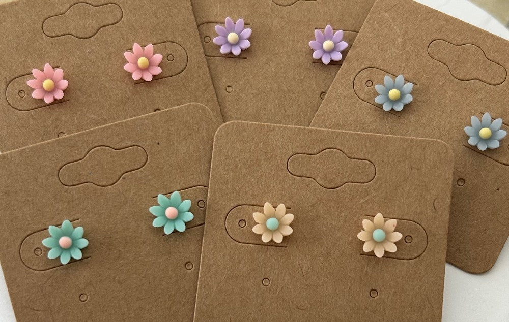 Tiny Flower Stud Earrings-Choose Pink,Purple,Blue,Mint Green, or Peach (choose beige to order peach in drop-down)|3234