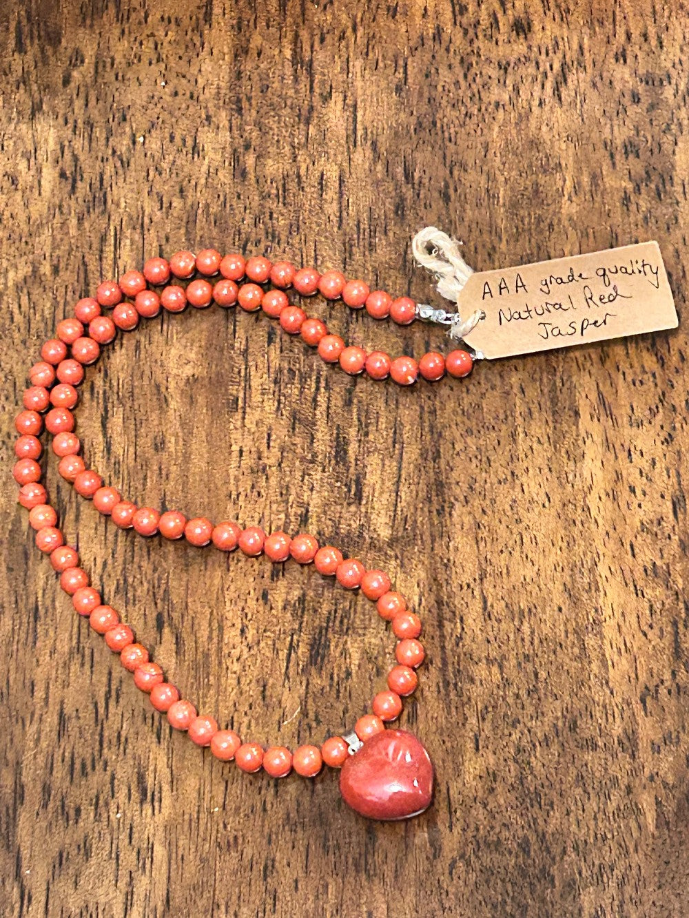 Red Jasper Natural Stone Pendant Necklace-Hand Strung With Matching Pendant-AAA Grade Natural Stone-20” In Length|3855