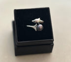 Dolphin Ring with a Freshwater Pearl ~ Adjustable Sterling Silver Setting|895