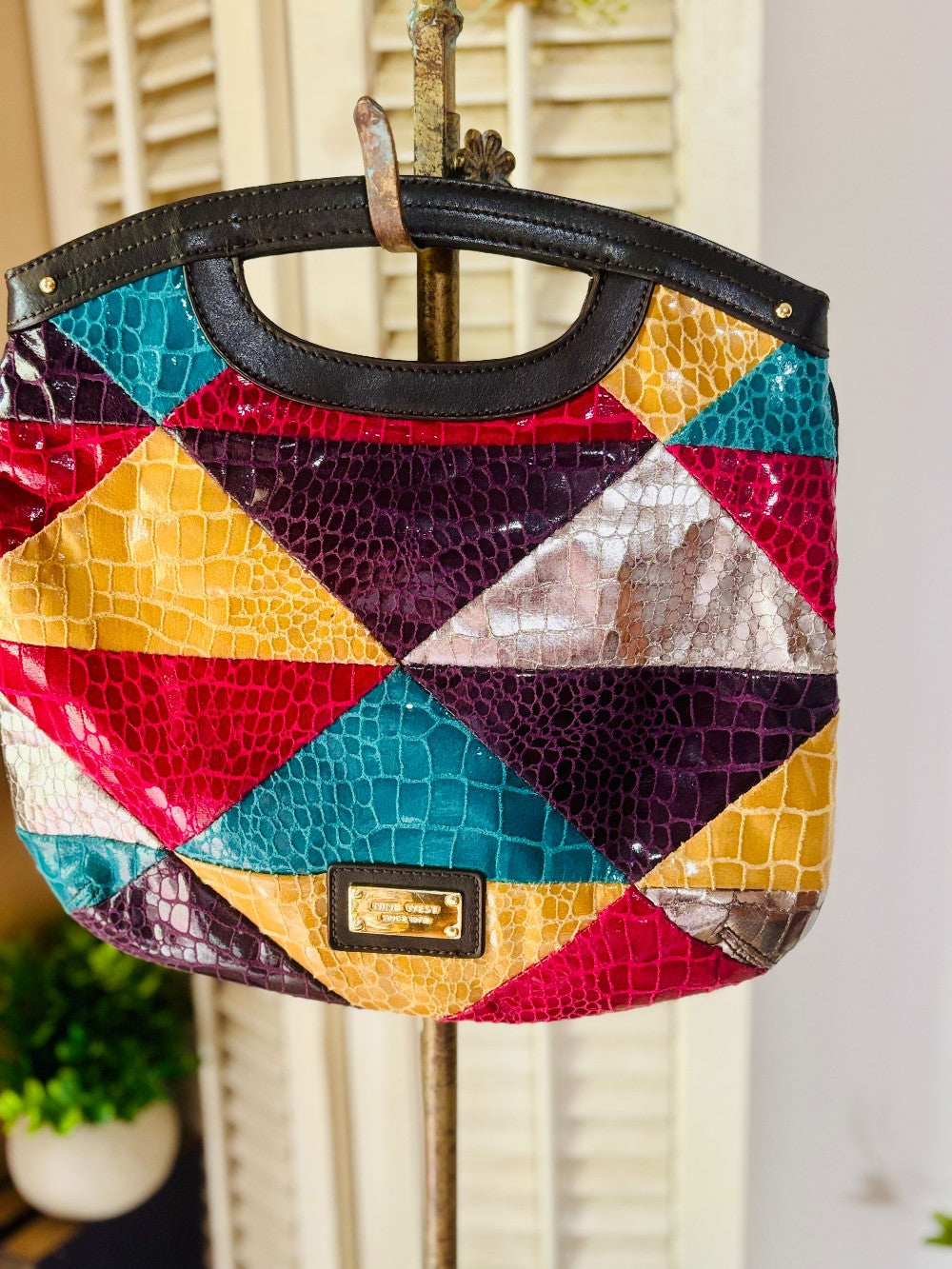 Retro 80's Patchwork Nine West Clutch Bag SDH|2919