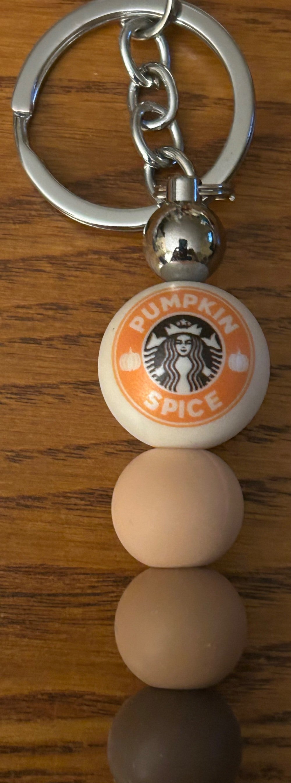 Pumpkin Spice Keychain ~ Handmade Beaded Keychain ~ Coffee Brown Tone Beads|1487