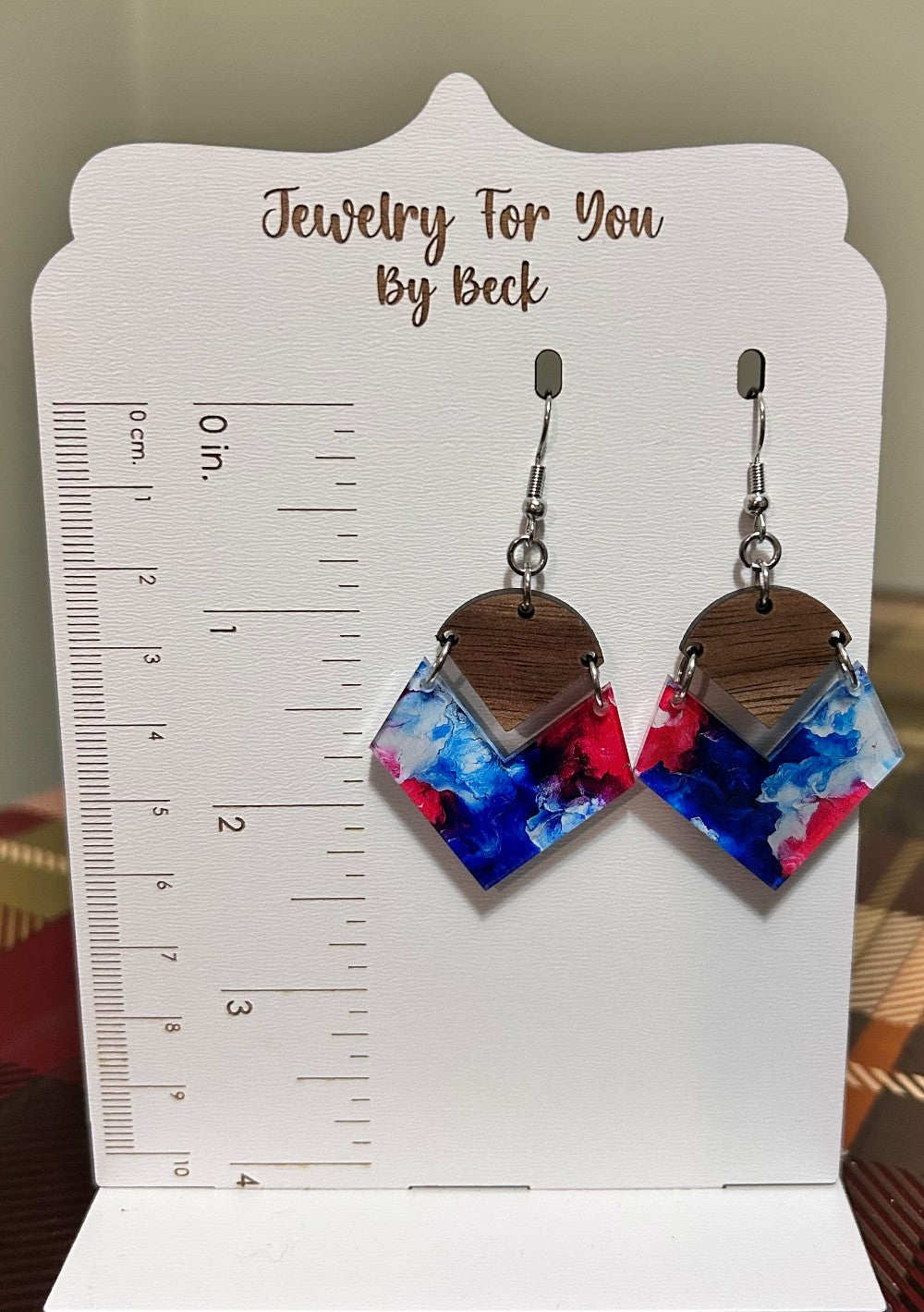Red White and Blue Water Color Dangle Earrings-Hypoallergenic and Nickel Free|3969
