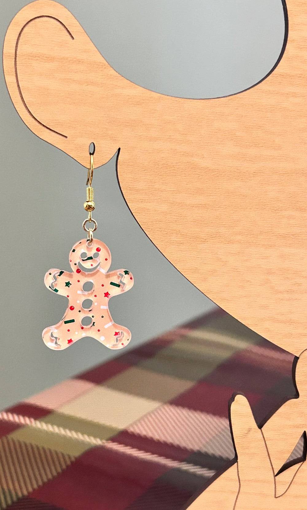 Gingerbread Man Earrings-Lightweight Acrylic-Hypoallergenic and Nickel Free|3780