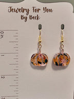 Small Mustard Yellow Floral Pumpkin Earrings-Hypoallergenic and Nickel Free|3798