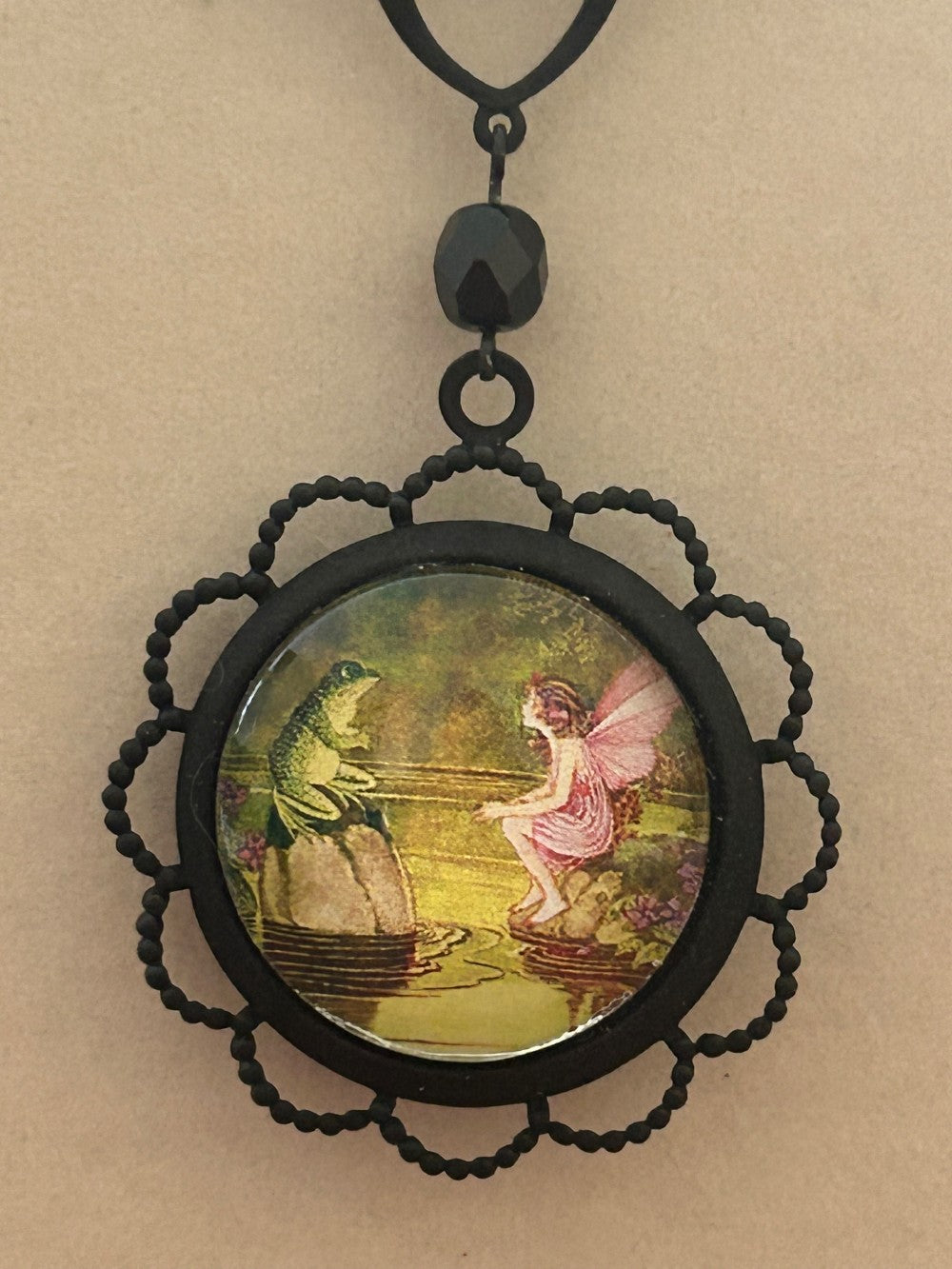 A Sweet Conversation Pendant/Brooch with Embellished 18” Black Chain|873