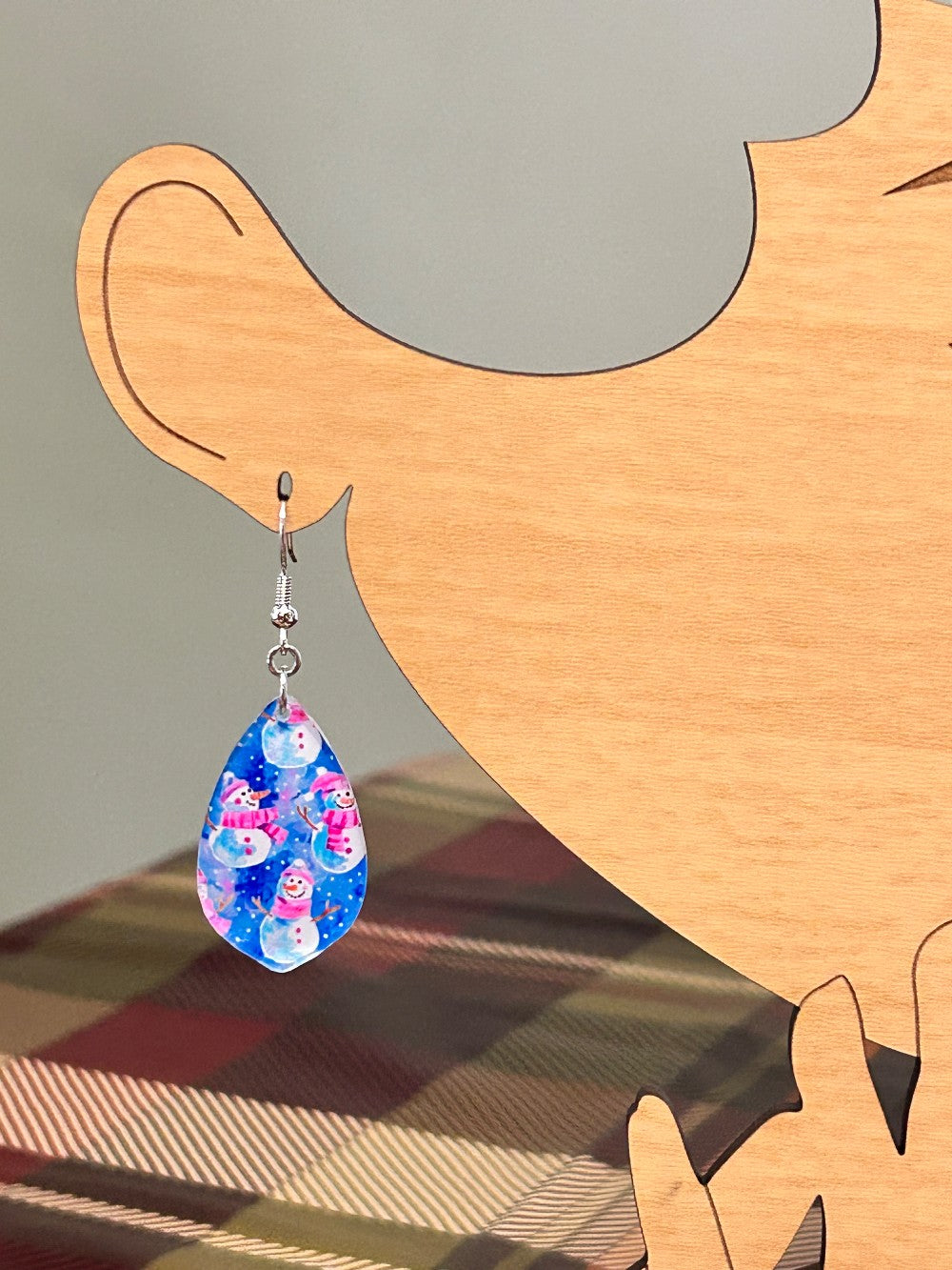 Winter Blue Snowman Earrings-Hypoallergenic and Nickel Free|3825