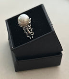 A Large Mother Of Pearl Bead In An Ornate Sterling  Silver Ring Setting ~ Setting Is Adjustable|883
