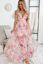 Backless A-Line Floral Maxi|2234