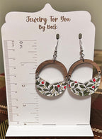 Large Holly Berries Crescent Hoop Dangle Earrings-Hypoallergenic and Nickel Free|3966