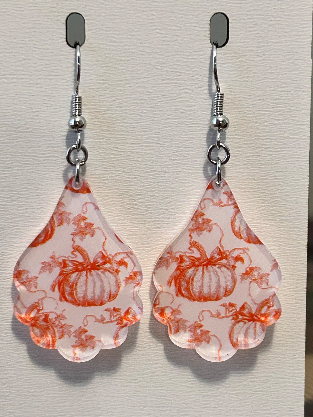 Pumpkin Patch Scalloped Earrings-Hypoallergenic and Nickel Free- (Pumpkin designs may differ slightly)|3742