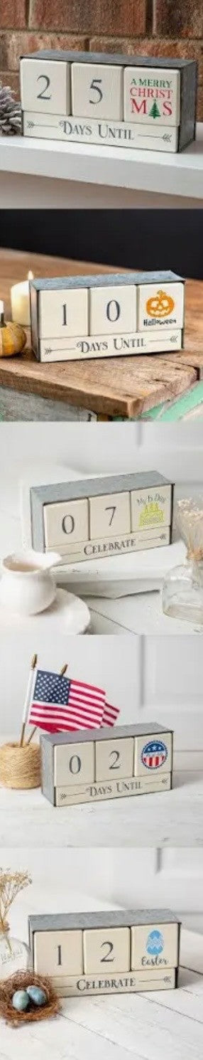 Wooden Block Holiday Calendar with Metal Box|2720