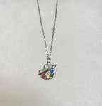 Silver Tone Painter’s Pallet Pendant Necklace-18”Tarnish Resistant Stainless Steel Chain|3994