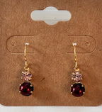 Petite Double Drop Dangle Earrings- Chose Your Favorite-Purple, Green, or Burgundy-Hypoallergenic and Nickel Free|3256